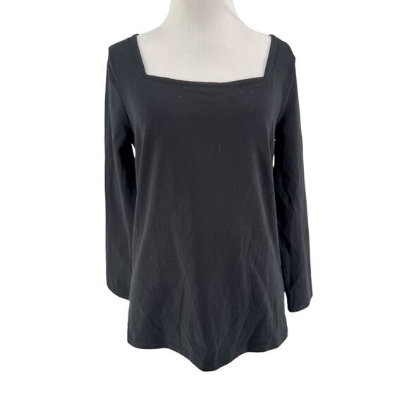 J. Crew Women's Black Long Sleeve Square Neck T-Shirt Top Size Small NEW - Picture 1 of 7